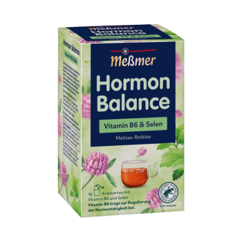 Meßmer Hormon Balance Melisse-Rotklee, Vitamin B6 & Selen, Kräutertee, Teebeutel im Kuvert, 2. Entnahmefach/displaytauglich, 32g